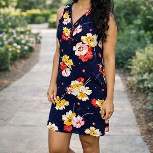 Old Navy Navy Floral Sleeveless Shift Dress | Size Small